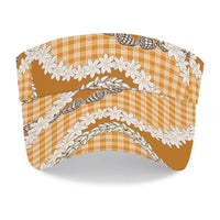 Orange Hawaii Tiare and Shell Lei Sun Visor Cap Hawaiian Palaka Luxury Vibes LT14 - Polynesian Pride