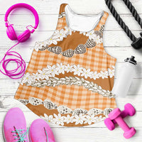 Orange Hawaii Tiare and Shell Lei Women Racerback Tank Hawaiian Palaka Luxury Vibes LT14 Orange - Polynesian Pride
