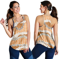 Orange Hawaii Tiare and Shell Lei Women Racerback Tank Hawaiian Palaka Luxury Vibes LT14 - Polynesian Pride