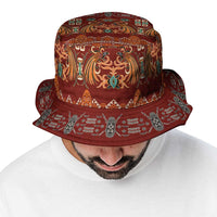Oxblood Batik Papua-inspired Pattern Bucket Hat - Polynesian Pride