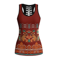 Oxblood Batik Papua-inspired Pattern Hollow Tank Top LT9 Female Red - Polynesian Pride