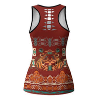 Oxblood Batik Papua-inspired Pattern Hollow Tank Top LT9 - Polynesian Pride