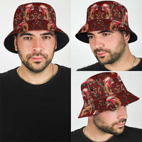 Oxblood Bird of Batik Papua Bucket Hat Exotic Natural Wealth of Papua - Polynesian Pride