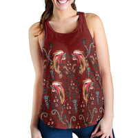 Oxblood Bird of Batik Papua Women Racerback Tank Exotic Natural Wealth of Papua - Polynesian Pride