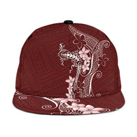 Oxblood Hawaii Snapback Cap Hammerhead Shark Tattoo Curve Polynesian - Polynesian Pride