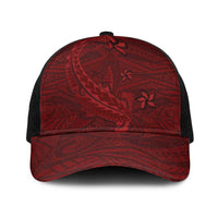 Oxblood Polynesia Baseball Net Cap Hawaiian Tribal Hammerhead Shark Tattoo LT14 One Size Black Oxblood - Polynesian Pride