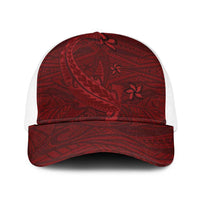 Oxblood Polynesia Baseball Net Cap Hawaiian Tribal Hammerhead Shark Tattoo LT14 One Size White Oxblood - Polynesian Pride