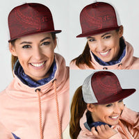 Oxblood Polynesia Mesh Trucker Cap Hawaiian Tribal Hammerhead Shark Tattoo - Polynesian Pride