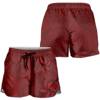 Oxblood Polynesia Shorts for Women Hawaiian Tribal Hammerhead Shark Tattoo LT14 - Polynesian Pride