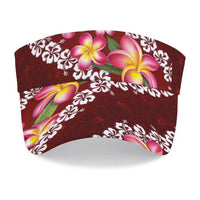 Oxblood Polynesia Sun Visor Cap Plumeria With Hibiscus Pattern Tropical Vibes LT14 - Polynesian Pride