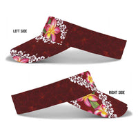 Oxblood Polynesia Sun Visor Cap Plumeria With Hibiscus Pattern Tropical Vibes LT14 - Polynesian Pride