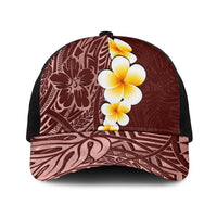 Oxblood Tropical Plumeria With Galaxy Polynesian Art Baseball Net Cap LT14 One Size Black Oxblood - Polynesian Pride