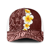 Oxblood Tropical Plumeria With Galaxy Polynesian Art Baseball Net Cap LT14 One Size White Oxblood - Polynesian Pride