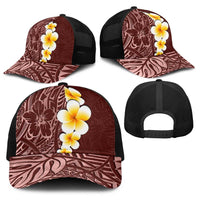 Oxblood Tropical Plumeria With Galaxy Polynesian Art Baseball Net Cap LT14 - Polynesian Pride