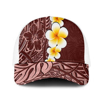 Oxblood Tropical Plumeria With Galaxy Polynesian Art Mesh Trucker Cap LT14 One Size White Oxblood - Polynesian Pride