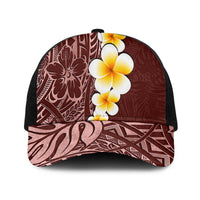Oxblood Tropical Plumeria With Galaxy Polynesian Art Mesh Trucker Cap LT14 One Size Black Oxblood - Polynesian Pride