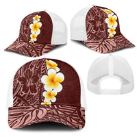 Oxblood Tropical Plumeria With Galaxy Polynesian Art Mesh Trucker Cap LT14 - Polynesian Pride