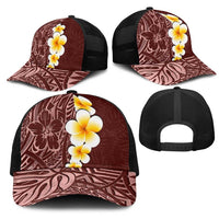 Oxblood Tropical Plumeria With Galaxy Polynesian Art Mesh Trucker Cap LT14 - Polynesian Pride