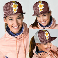 Oxblood Tropical Plumeria With Galaxy Polynesian Art Mesh Trucker Cap LT14 - Polynesian Pride