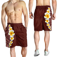 Oxblood Tropical Plumeria With Galaxy Polynesian Art Shorts for Men LT14 - Polynesian Pride