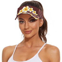 Oxblood Tropical Plumeria With Galaxy Polynesian Art Sun Visor Cap LT14 - Polynesian Pride