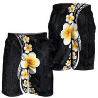 Pacific Hibiscus and Plumeria Tapa Pattern Shorts for Men Black Color LT03 - Polynesian Pride