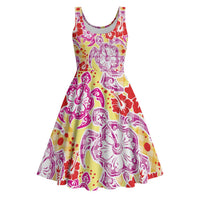 Palaka with Honu and Hibiscus Midi Dress Hawaiian Heritage Spirit - Polynesian Pride