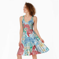 Palaka with Honu and Plumeria Midi Dress Hawaiian Heritage Spirit - Polynesian Pride
