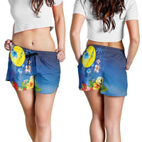 Palau Jellyfish Shorts for Women Ocean Heritage Tropical Plants - Polynesian Pride