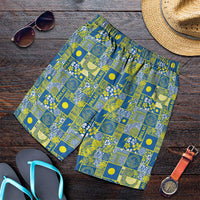 Palau Ungil Kurismas Shorts for Men Pacific Patchwork Xmas Vibes LT9 Green - Polynesian Pride