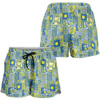 Palau Ungil Kurismas Shorts for Women Pacific Patchwork Xmas Vibes - Polynesian Pride