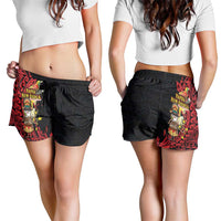 Papua New Guinea Christmas Shorts for Women Funny Melanesian Santa with Bird-of-paradise Tribal Style - Polynesian Pride