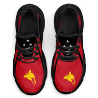 Papua New Guinea Clunky Sneakers Flag-Inspired Curve Style LT05 - Polynesian Pride