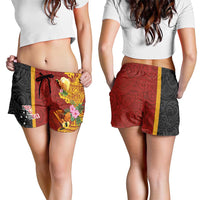 Papua New Guinea Shorts for Women Birds-of-Paradise Melanesian Tattoos Tropical Plants