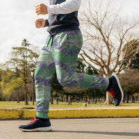 Pastel Green Hawaii Palaka Honohono Pikake Jogger Pants Hawaiian Orchid Lei Polynesian Pattern LT14 - Polynesian Pride