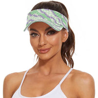 Pastel Green Hawaii Palaka Honohono Pikake Sun Visor Cap Hawaiian Orchid Lei Polynesian Pattern LT14 - Polynesian Pride