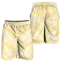 Pastel Yellow Mermaid Puakenikeni Maile Lei Shorts for Men LT01 - Polynesian Pride