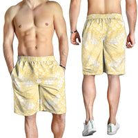 Pastel Yellow Mermaid Puakenikeni Maile Lei Shorts for Men LT01 - Polynesian Pride