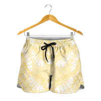 Pastel Yellow Mermaid Puakenikeni Maile Lei Shorts for Women LT01 - Polynesian Pride
