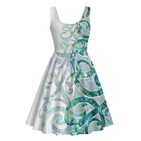 Paua Shell Maori Midi Dress Koru Kowhaiwhai LT7 - Polynesian Pride