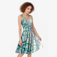 Paua Shell Maori Midi Dress Koru Kowhaiwhai LT7 - Polynesian Pride