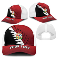 Personalised British Lions New Zealand Mesh Trucker Cap Half Black Fern - Polynesian Pride