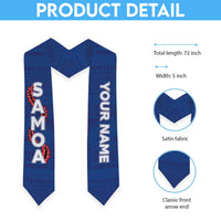 Personalised Samoa Graduation Stole Blue Siapo Pattern With Ula Fala LT05 - Polynesian Pride