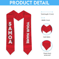 Personalised Samoa Graduation Stole Red Siapo Pattern With Ula Fala LT05 - Polynesian Pride