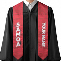 Personalised Samoa Graduation Stole Red Siapo Pattern With Ula Fala LT05 - Polynesian Pride