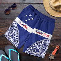 Personalised Toa Samoa Rugby Spirit Shorts for Men Blue Samoan Tribal Pattern LT9 Blue - Polynesian Pride