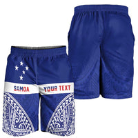 Personalised Toa Samoa Rugby Spirit Shorts for Men Blue Samoan Tribal Pattern LT9 - Polynesian Pride