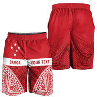 Personalised Toa Samoa Rugby Spirit Shorts for Men Red Samoan Tribal Pattern LT9 - Polynesian Pride