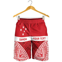 Personalised Toa Samoa Rugby Spirit Shorts for Men Red Samoan Tribal Pattern LT9 - Polynesian Pride
