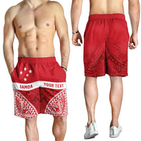 Personalised Toa Samoa Rugby Spirit Shorts for Men Red Samoan Tribal Pattern LT9 - Polynesian Pride